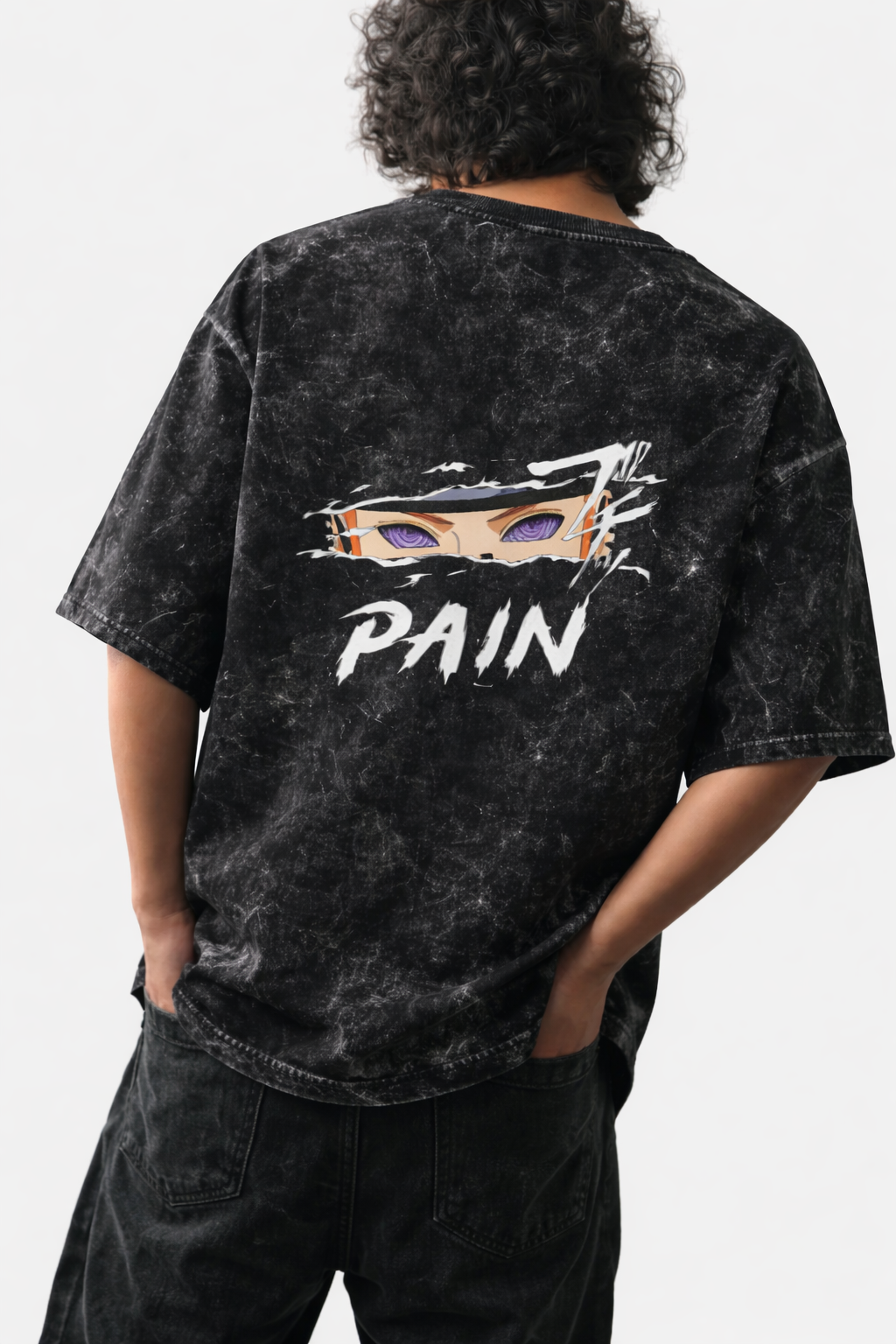 Pain Of Naruto - Unisex Acid Washed Oversized Tee