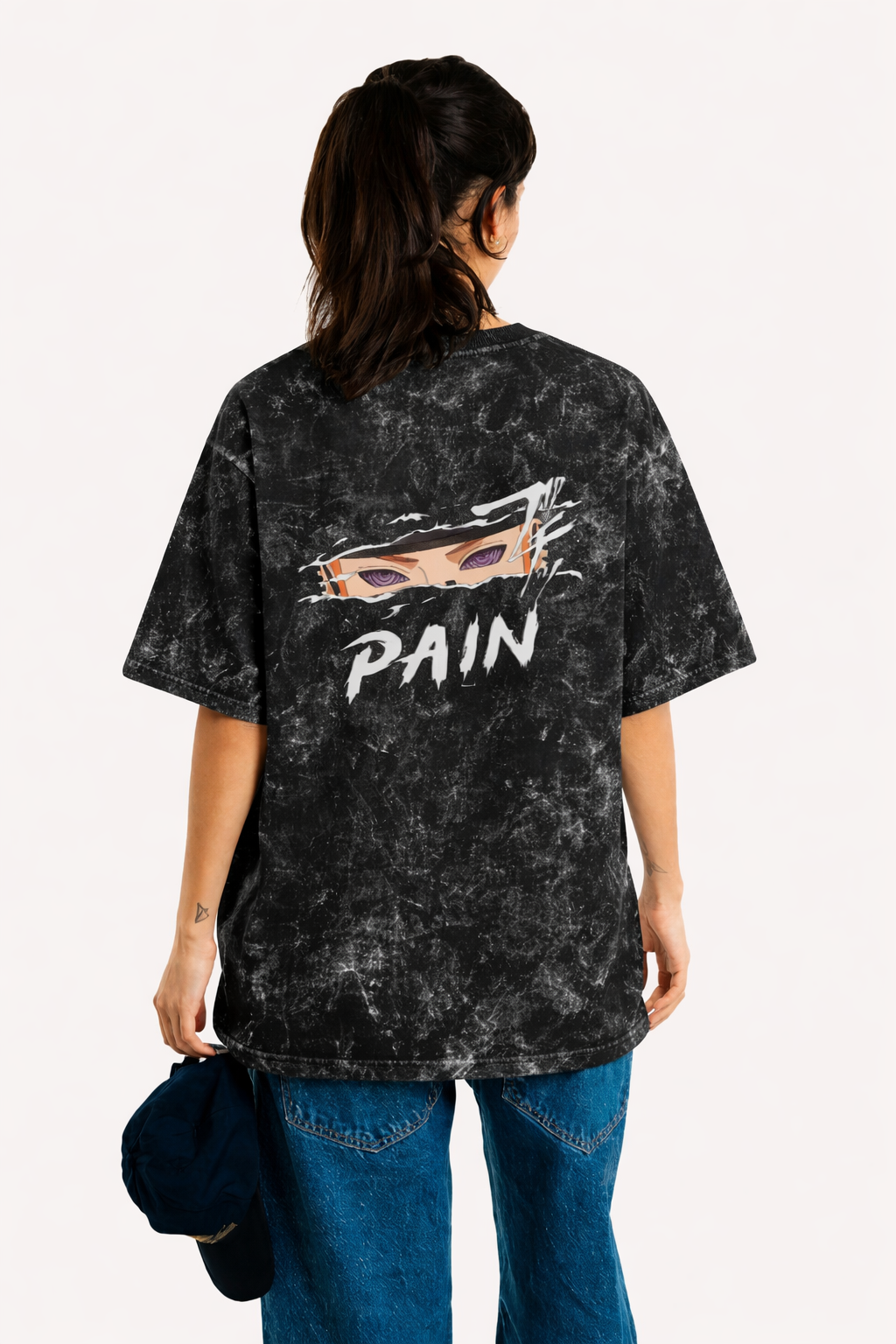 Pain Of Naruto - Unisex Acid Washed Oversized Tee